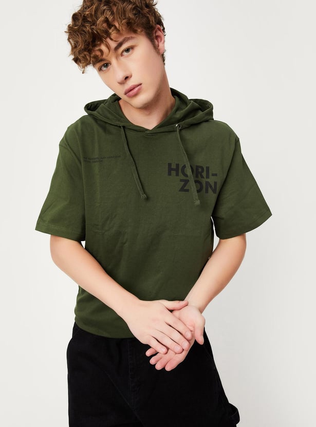 Men Printed Hooded T-shirt