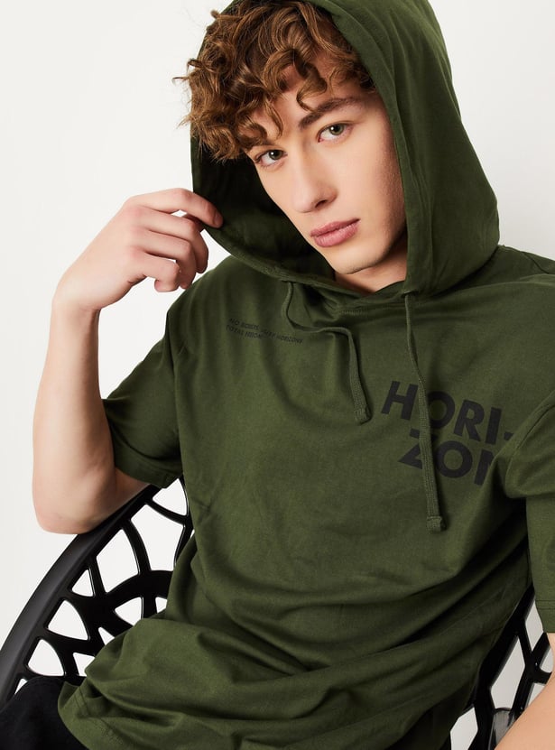 Men Printed Hooded T-shirt