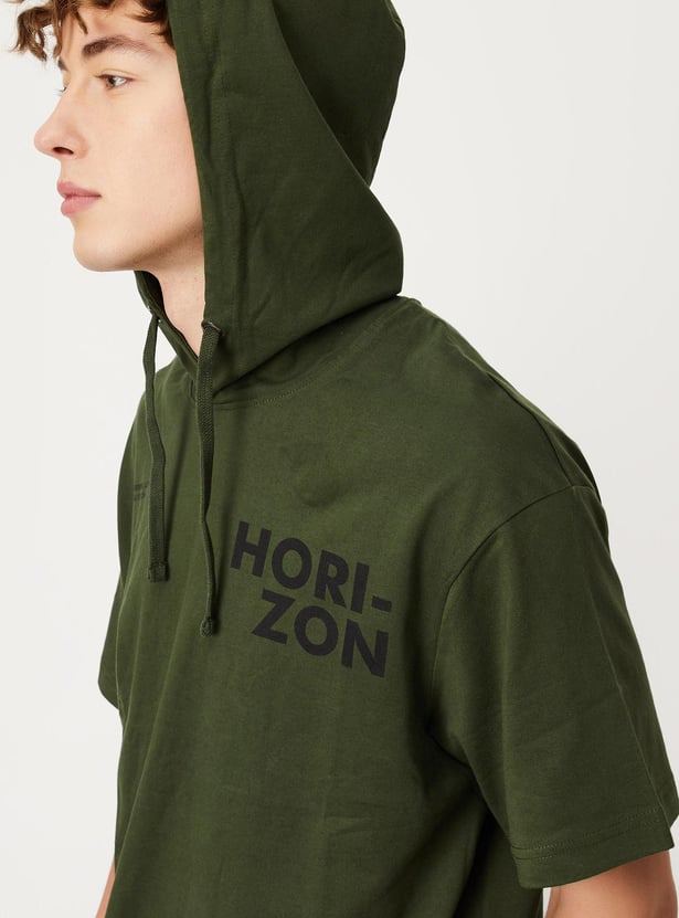 Men Printed Hooded T-shirt