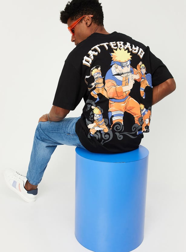 Buy Men Naruto Back Printed Relaxed Fit T-shirt Online at just Rs