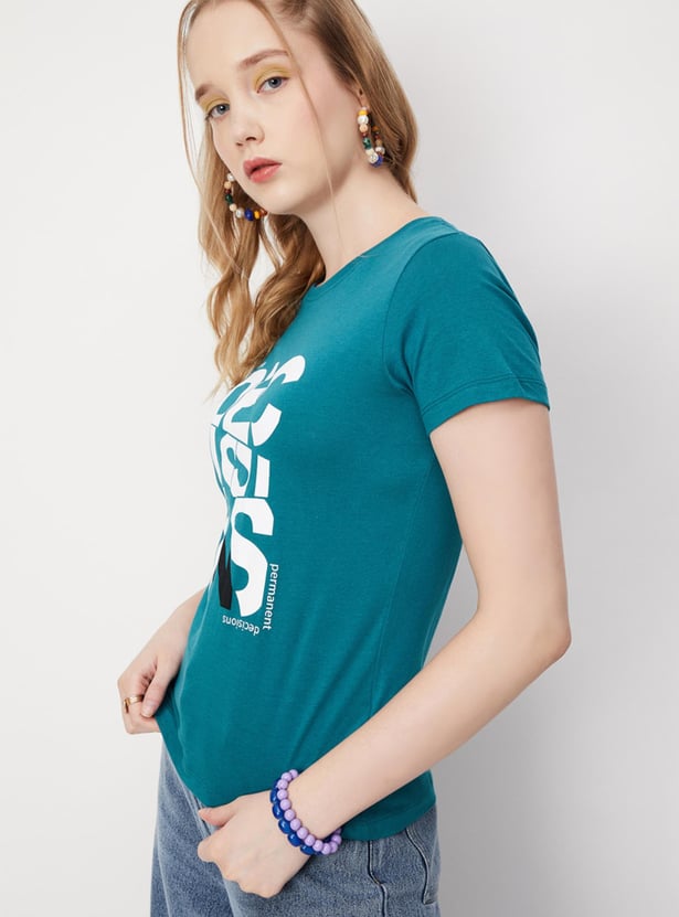 Women Round Neck Graphic T-shirt