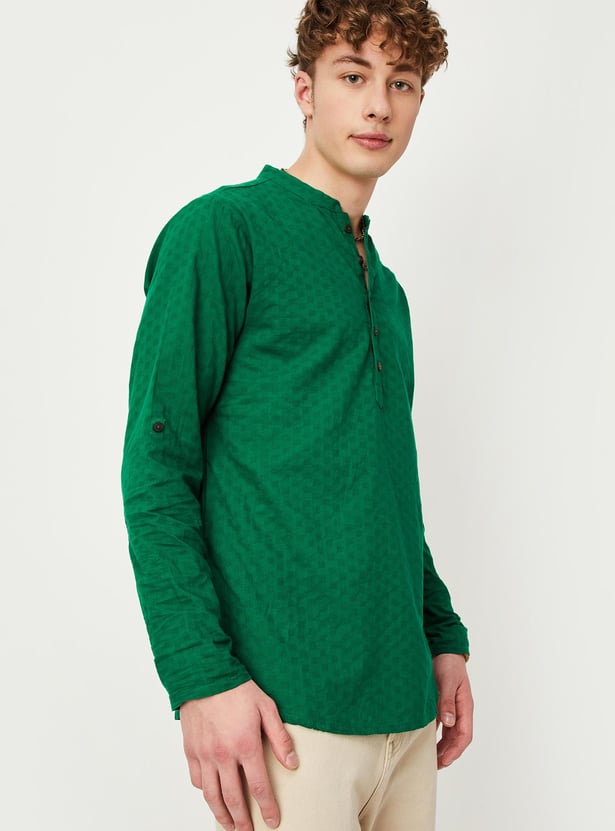 Men Textured Short Kurta