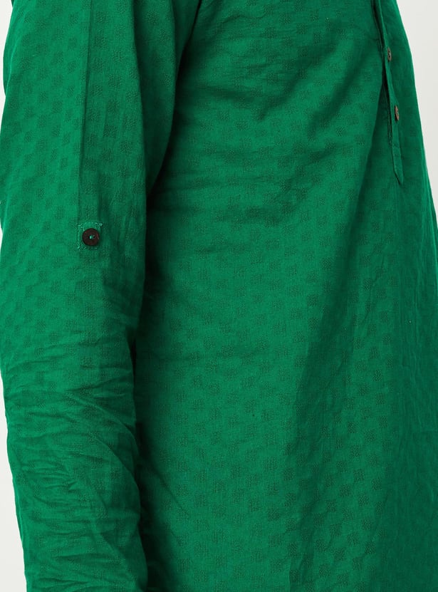 Men Textured Short Kurta