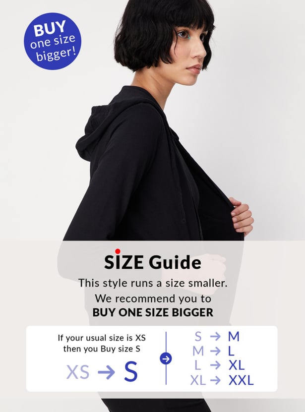 Women Solid Zip-Through Hoodie