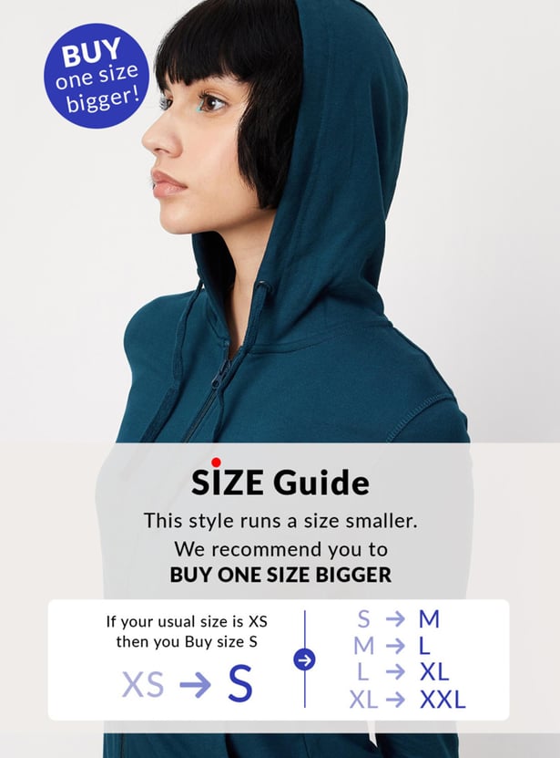 Women Solid Zip-Through Hoodie