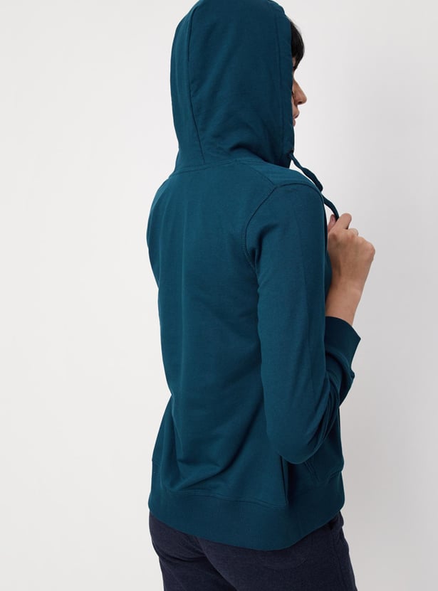 Women Solid Zip-Through Hoodie