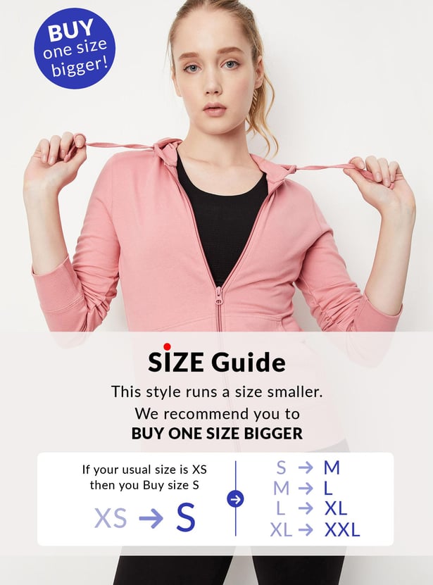 Women Solid Zip-Through Hoodie