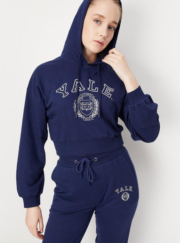 Women Yale Printed Crop Sweatshirt