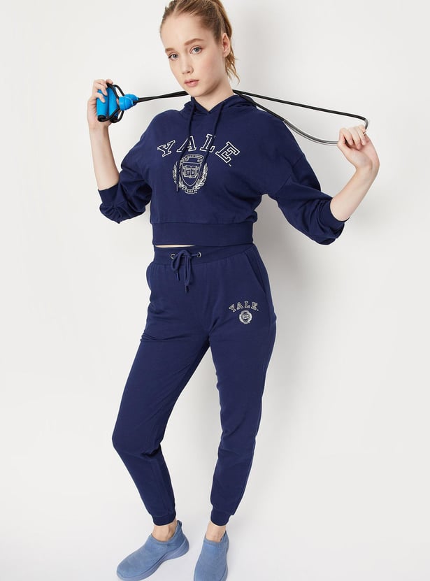 Women Yale Printed Crop Sweatshirt