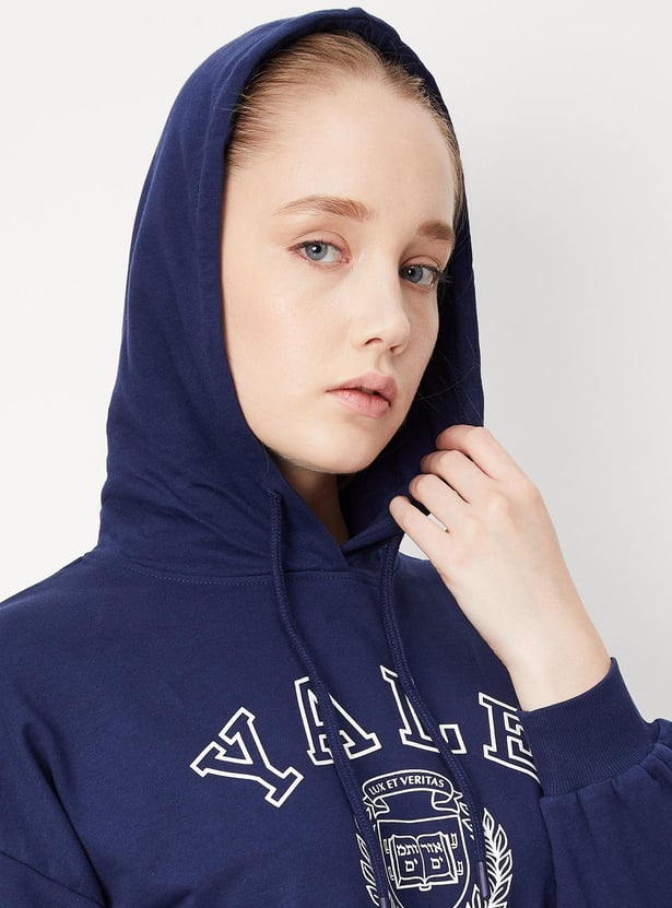 Women Yale Printed Crop Sweatshirt