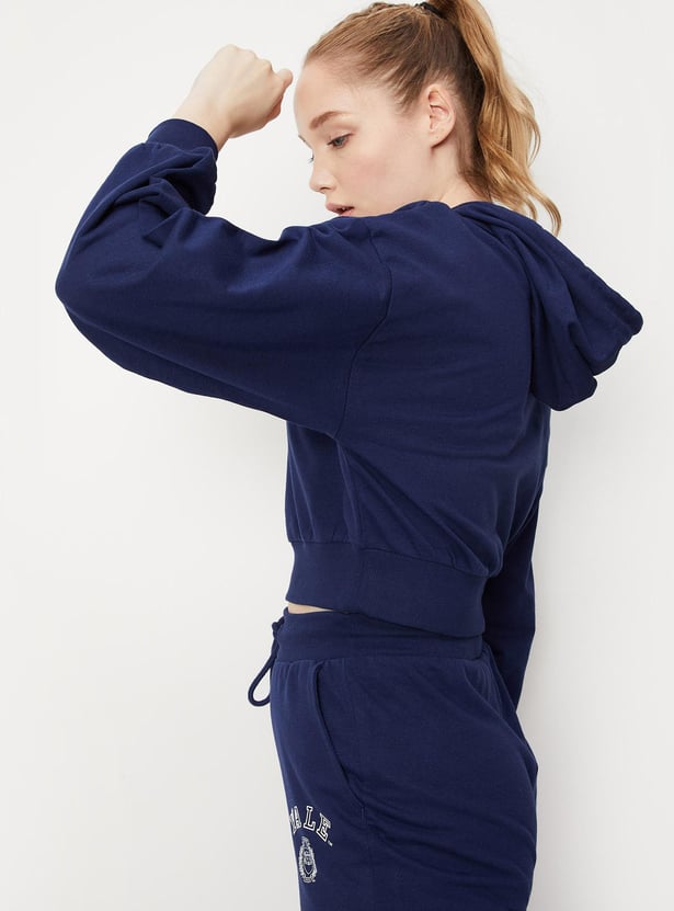Women Yale Printed Crop Sweatshirt
