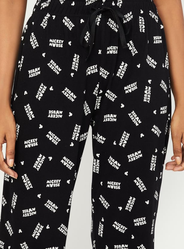 Women Mickey Mouse Printed Knit Pyjamas