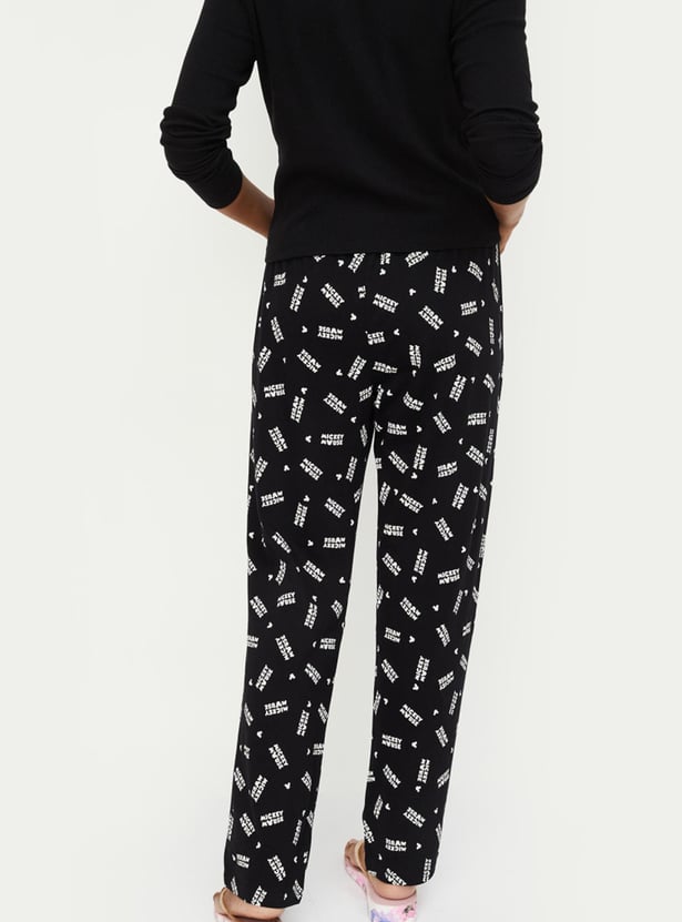 Women Mickey Mouse Printed Knit Pyjamas