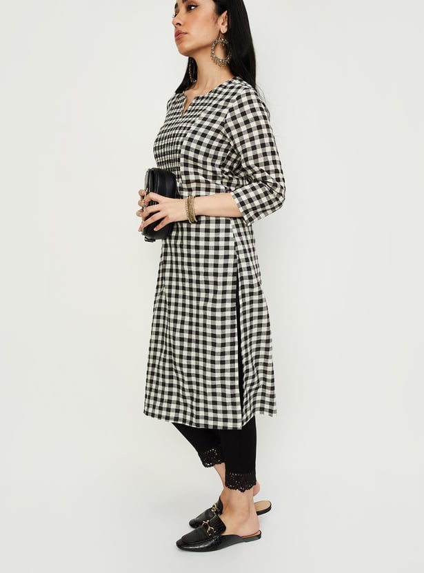 Women Checked Straight Kurta