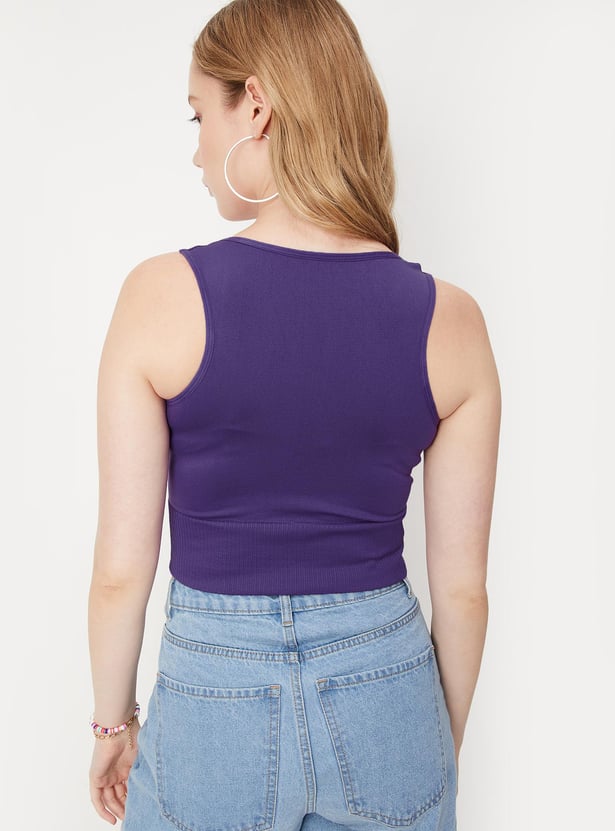 Women Solid Seamless Crop Tank Top