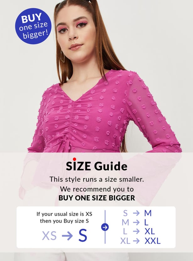 Women Ruched Bell Sleeve Top