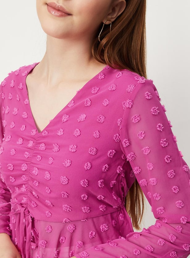 Women Ruched Bell Sleeve Top