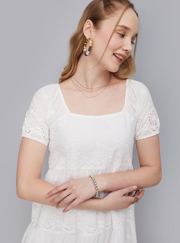 Women Schiffli Tiered Dress