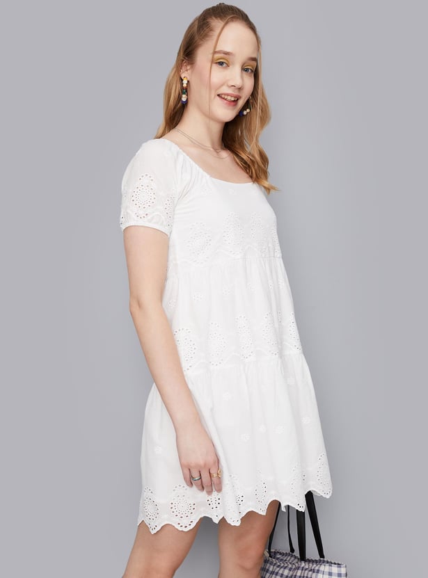 Women Schiffli Tiered Dress