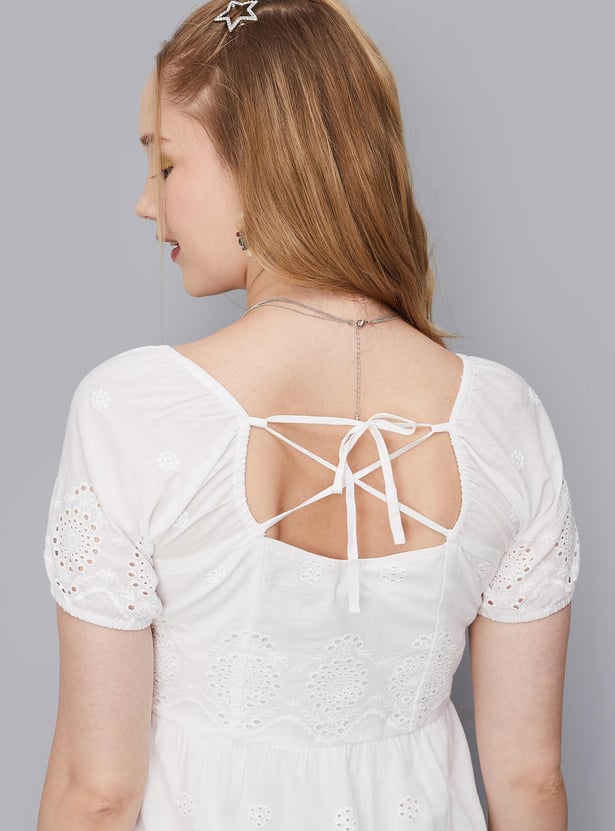 Women Schiffli Tiered Dress