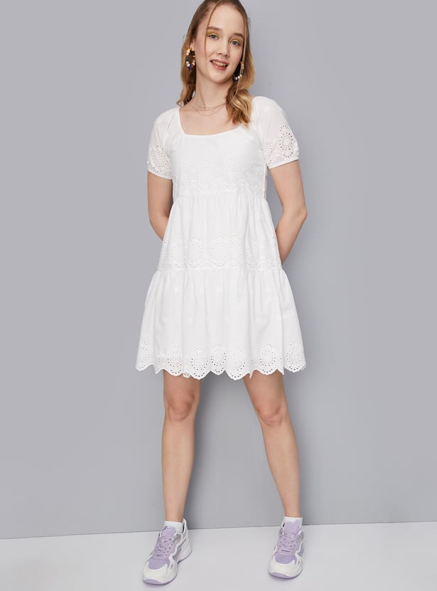 Women Schiffli Tiered Dress