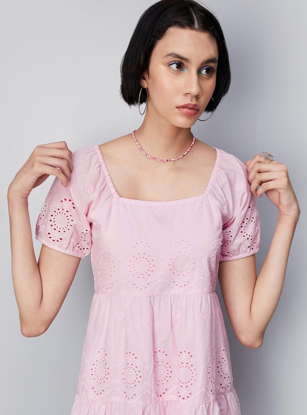 Women Schiffli Tiered Dress