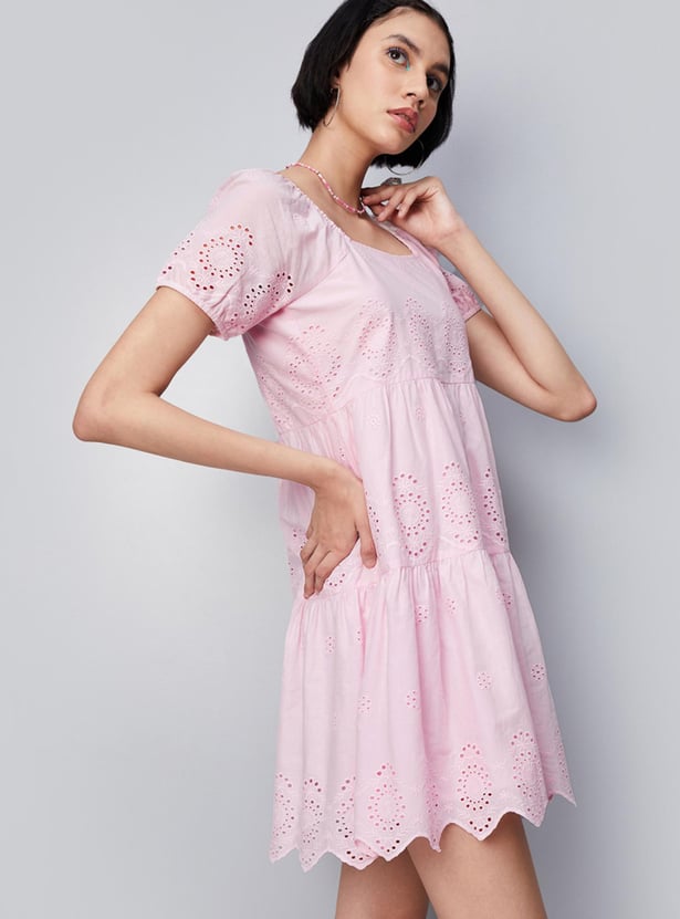 Women Schiffli Tiered Dress