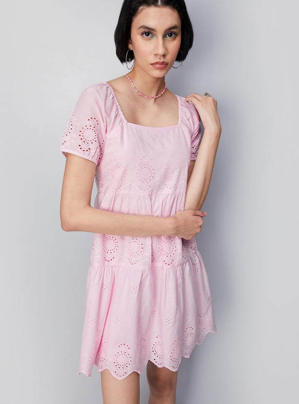 Women Schiffli Tiered Dress