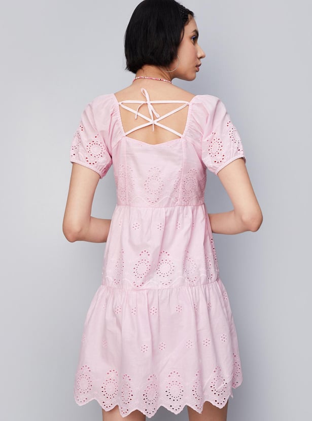 Women Schiffli Tiered Dress