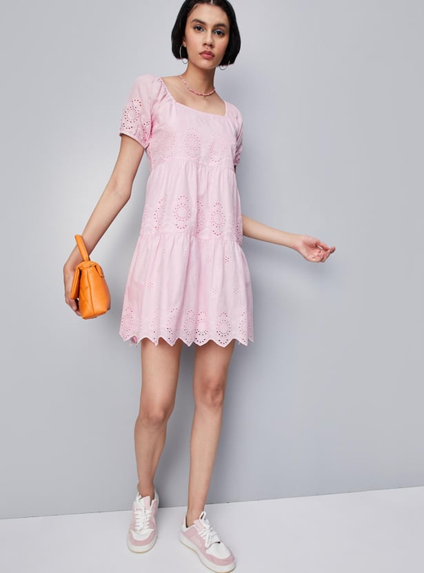 Women Schiffli Tiered Dress