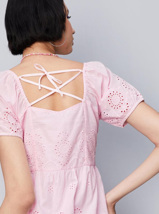 Women Schiffli Tiered Dress