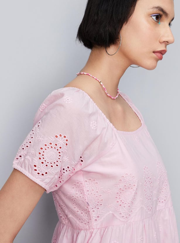 Women Schiffli Tiered Dress