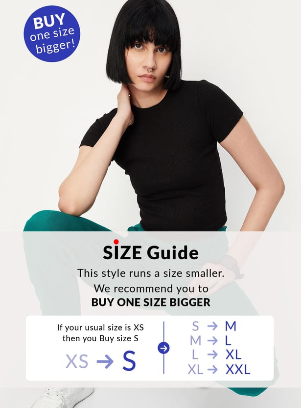 Women Ribbed Round Neck Top