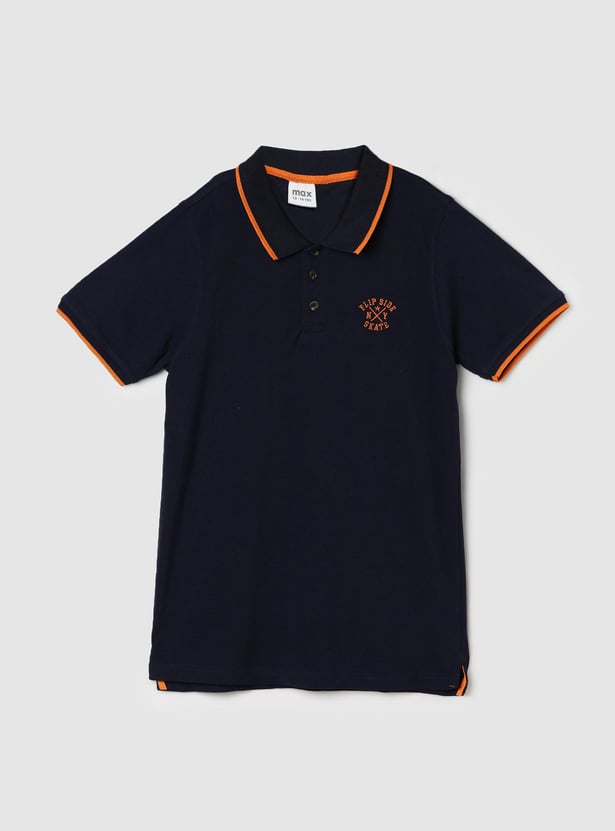 Polo Tshirt Navy Blue And Orange Polo Shirt SMAN Solid Men Polo