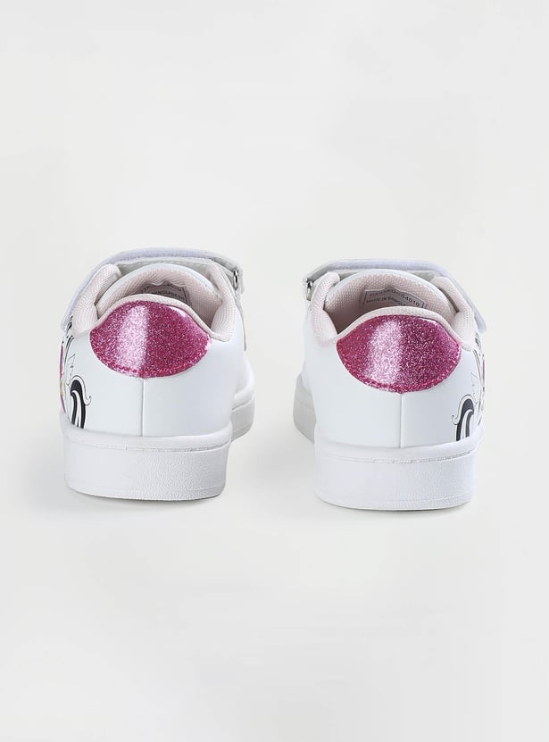 Girls Printed Sneakers with Velcro Strap