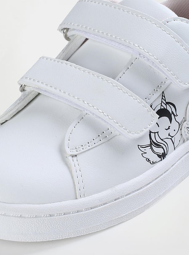 Girls Printed Sneakers with Velcro Strap