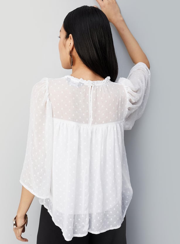 Women Embroidered Chiffon Top