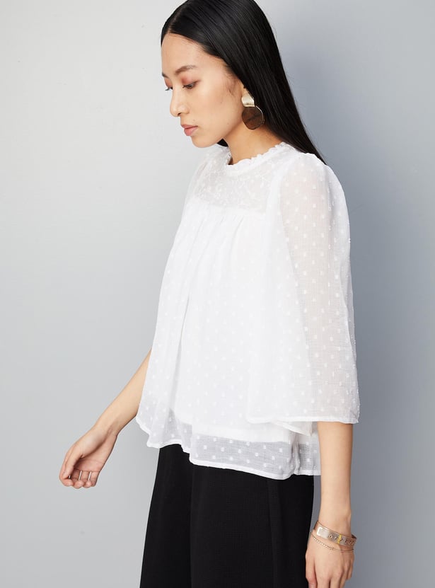 Women Embroidered Chiffon Top