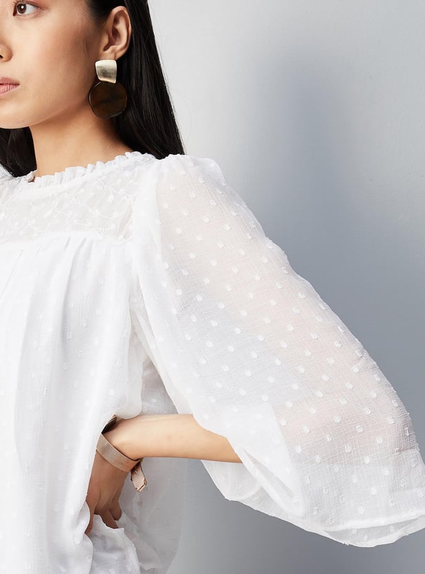 Women Embroidered Chiffon Top