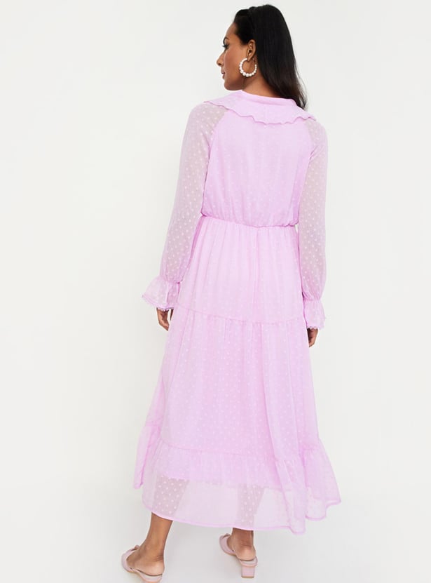 Women Dobby Tiered Maxi Dress