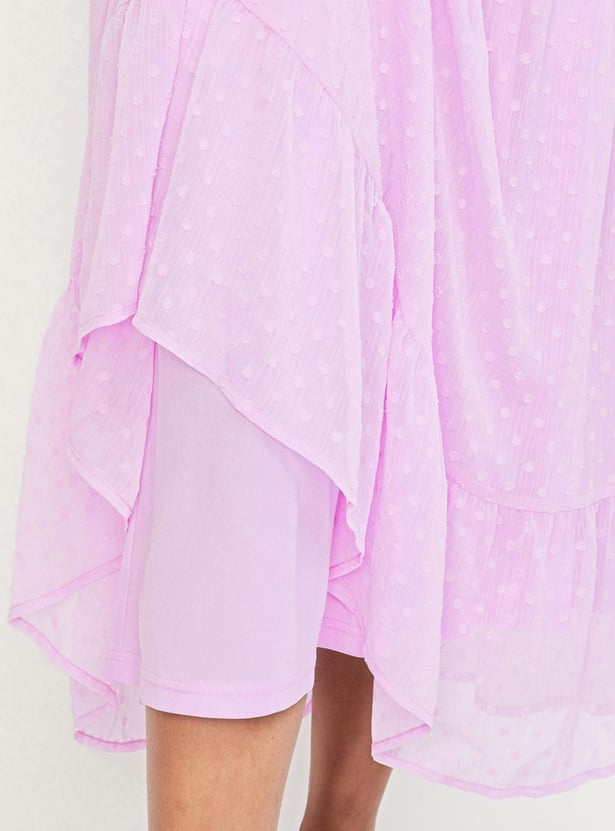 Women Dobby Tiered Maxi Dress