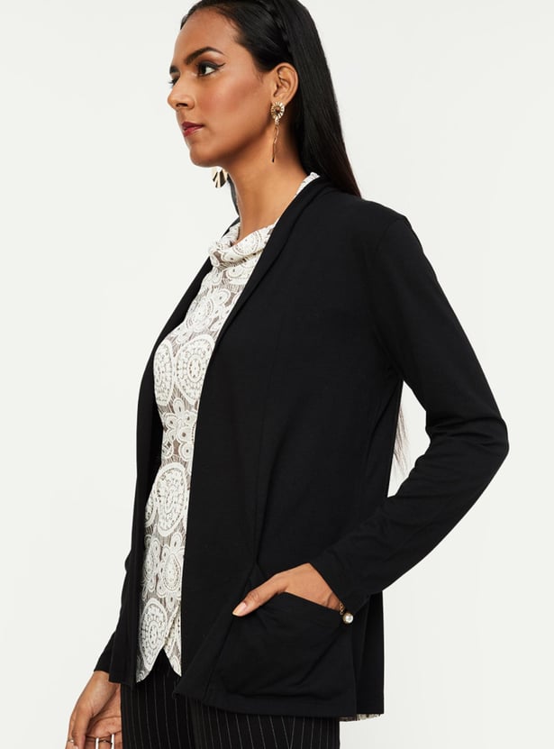 Women Solid Front Open Shrug