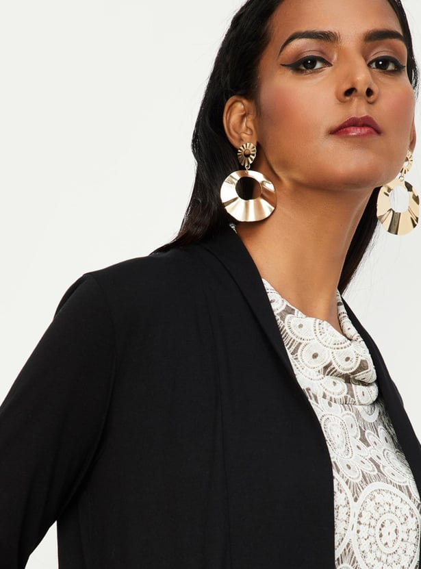 Women Solid Front Open Shrug