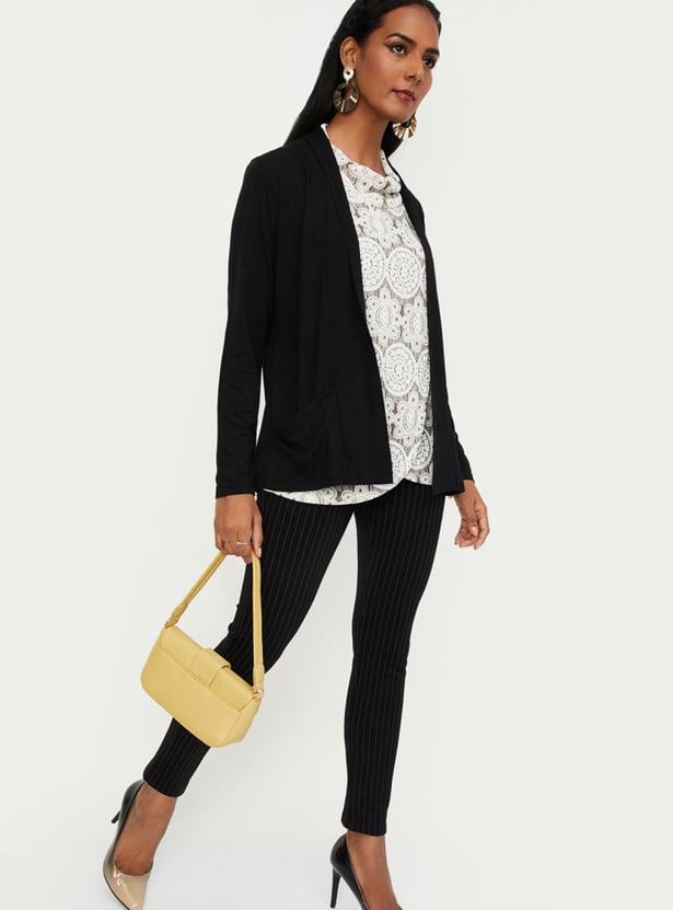 Women Solid Front Open Shrug