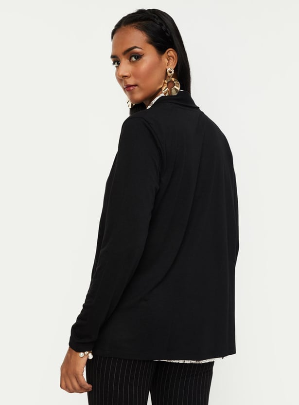 Women Solid Front Open Shrug