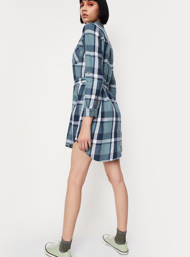Women Checked Yarn Dyed Tunic