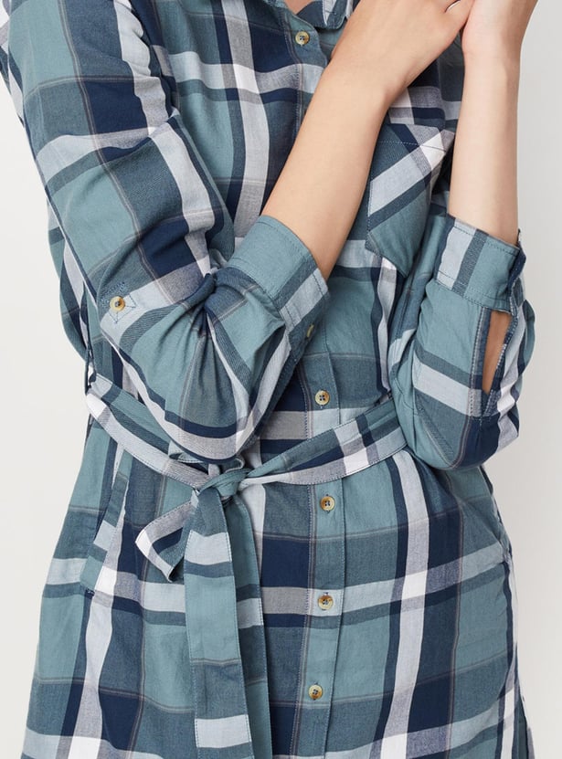 Women Checked Yarn Dyed Tunic