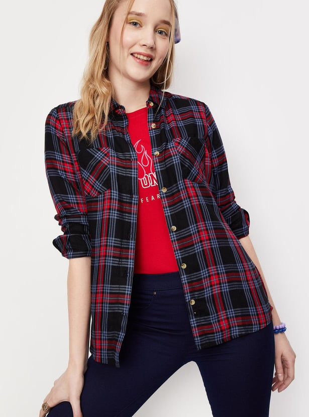 Women Full Sleeve Checked Shirt