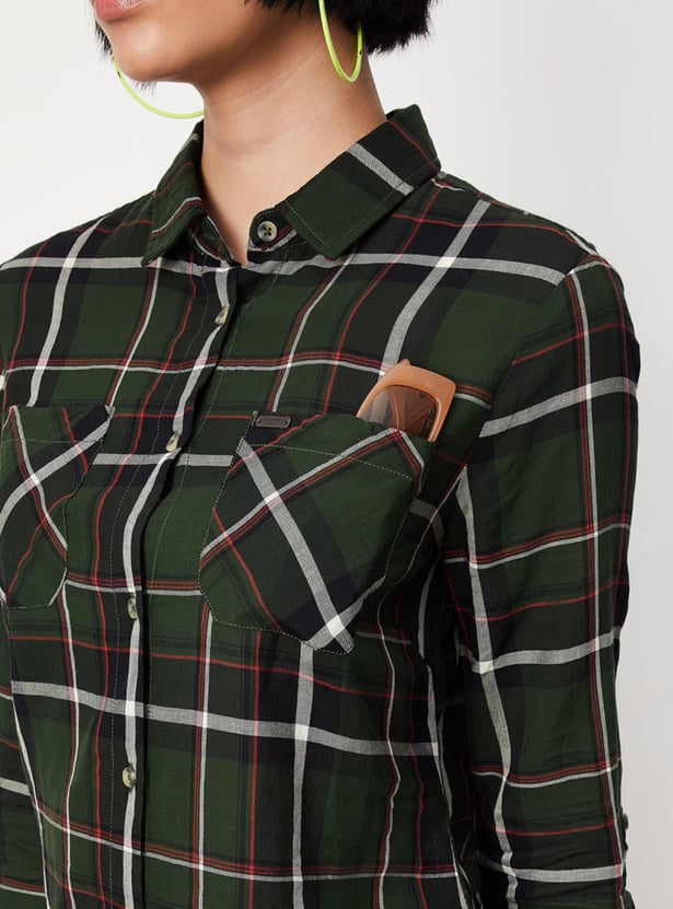 Women Checked Yarn Dyed Casual Shirt