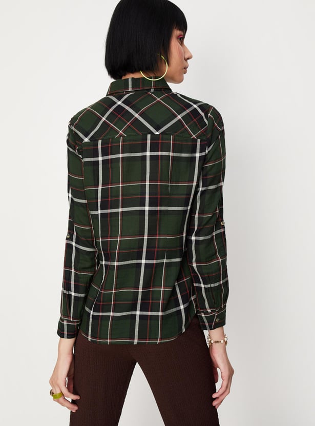 Women Checked Yarn Dyed Casual Shirt